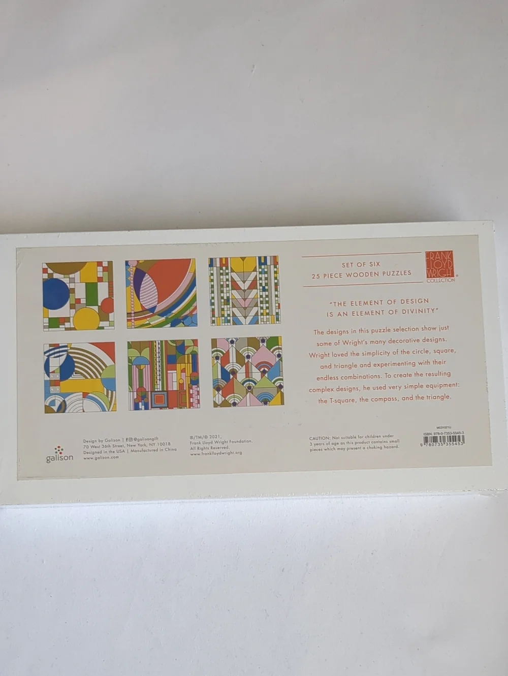 Frank Lloyd Wright Wood Puzzles Six 25 Piece Puzzles